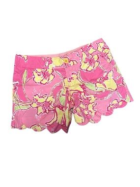 Lilly Pulitzer Pink & Yellow Floral Scallop Hem Shorts